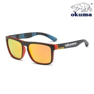 Men’s Polarized Sunglasses – Black & Red Frame with Orange Mirrored Lenses